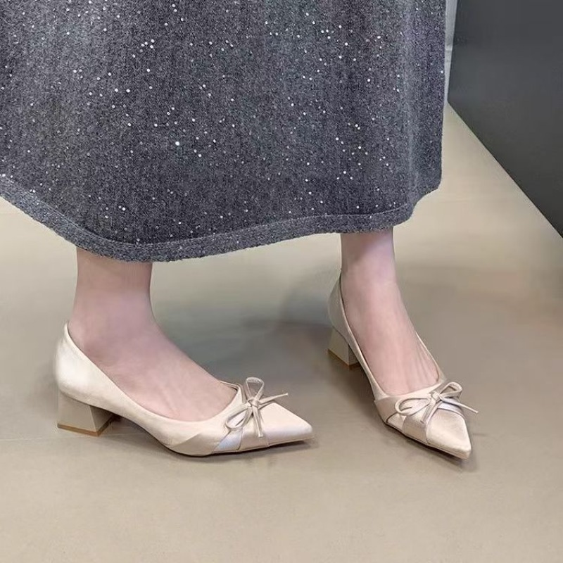 Women Shoes With Heels - Retro Mid-length Single Shoes Spring and