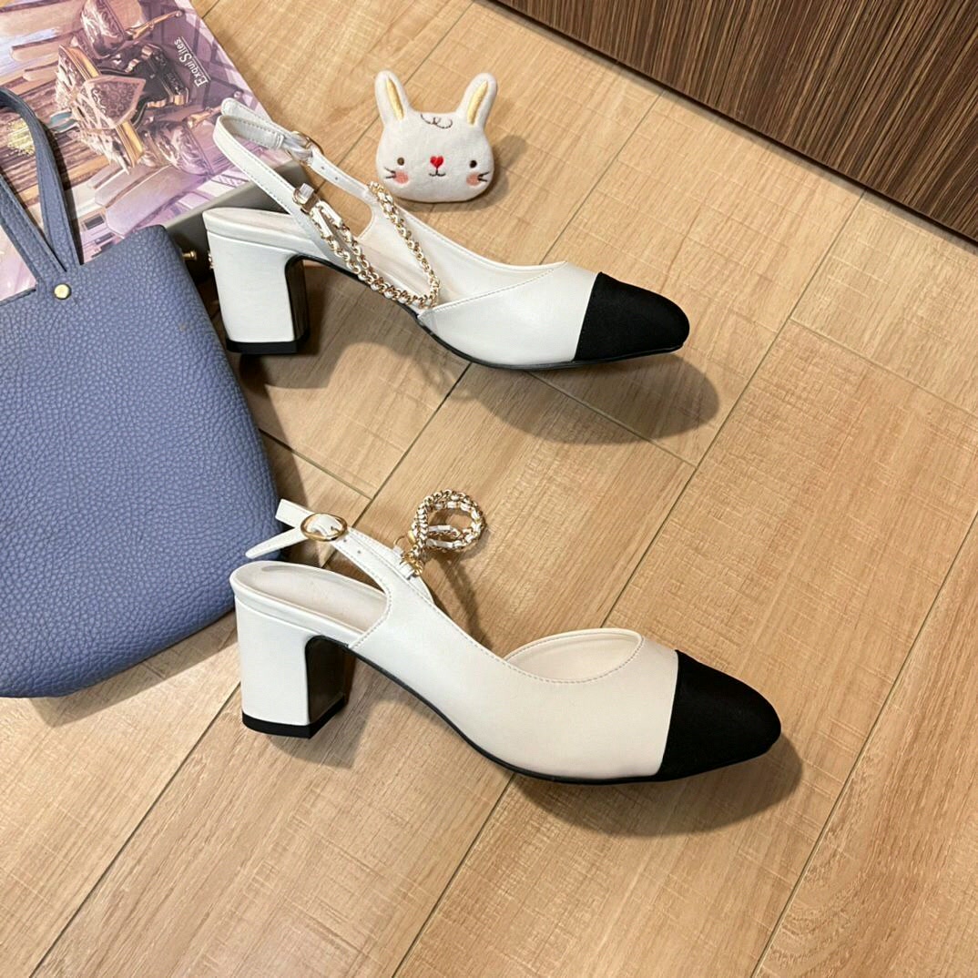 Women Shoes With Heels - Women Slingback Pumps Two Tone Black