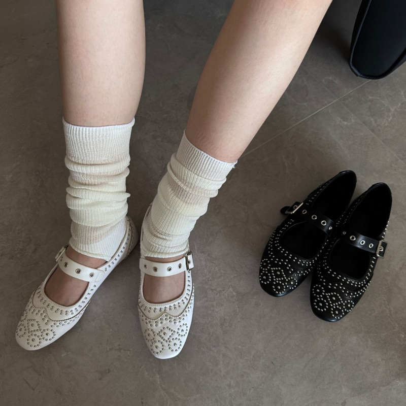 Retro Rivet Buckle Design Flat - Women Shoes Brands review and price