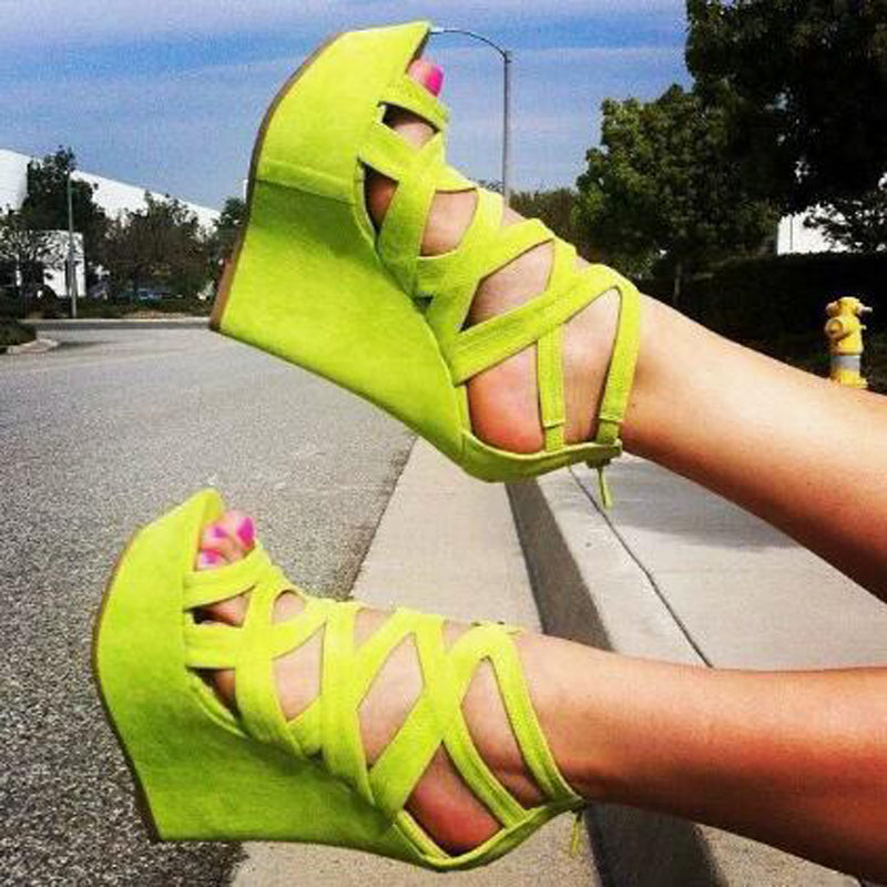 Bright Yellow Suede Cuts Out H - Women'S Shoes Yellow review and price