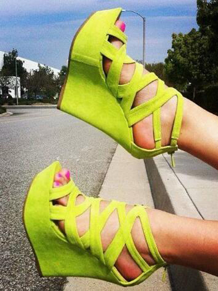 Bright Yellow Suede Cuts Out H - Women'S Shoes Yellow review and price