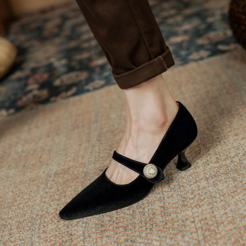 Wine Red Pointed Toe Mary Jane - Women Shoes With Heels review and price