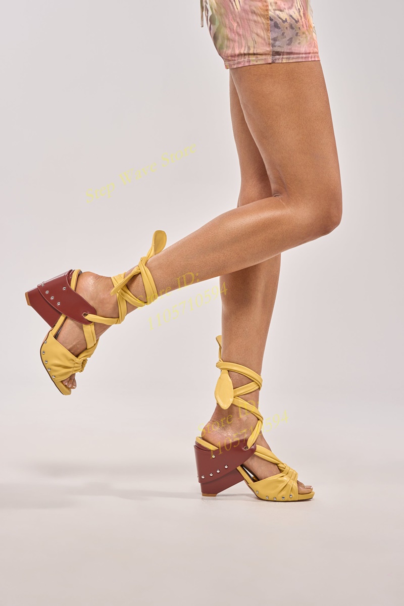 Yellow Faux Leather Lace-up St - Women'S Shoes Yellow review and price