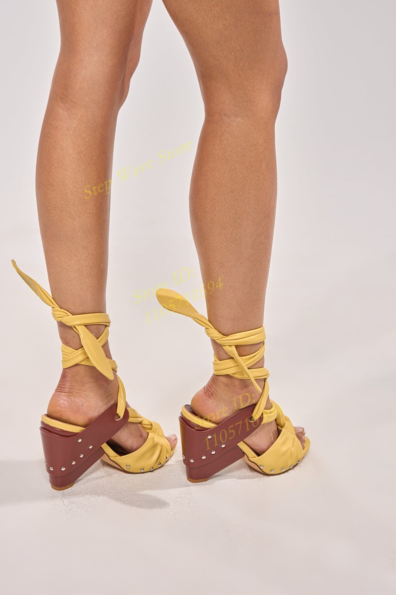 Yellow Faux Leather Lace-up St - Women'S Shoes Yellow review and price
