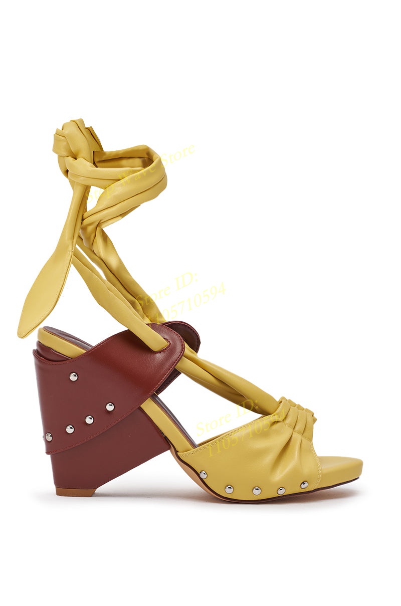 Yellow Faux Leather Lace-up St - Women'S Shoes Yellow review and price